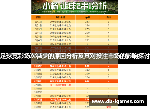 足球竞彩场次减少的原因分析及其对投注市场的影响探讨 足球竞彩场次减少的原因分析及其对投注市场的影响探讨