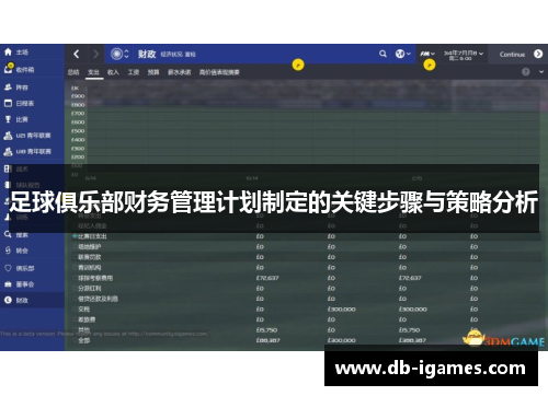 足球俱乐部财务管理计划制定的关键步骤与策略分析 足球俱乐部财务管理计划制定的关键步骤与策略分析